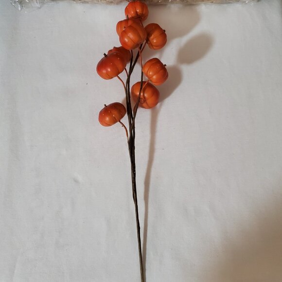 11” Orange Pumpkin Stems / Branches – Set of (3); (9) Pumpkins Per Branch - Picture 4 of 10
